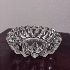 KIG Malaysia Clear Cut Crystal Glass Trinket Dish/Vintage Ashtray